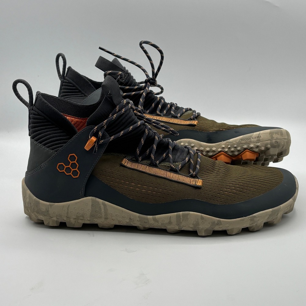Vivobarefoot Magna FG Mens 47 Olive Green Black Orange Barefoot Hiking Shoes